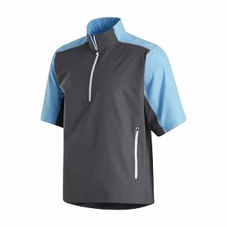 Men's Footjoy Golf Windbreaker Black/Light Blue NZ-596942